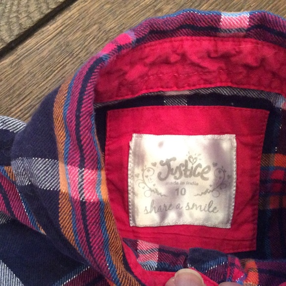Justice Flannel Shirt Love is all you need Size 10 - Picture 3 of 3